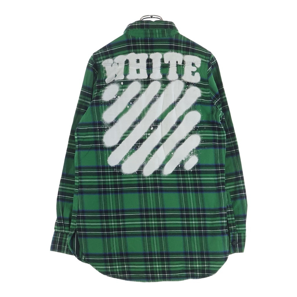 OFF-WHITE(オフホワイト) 17SS Check Flannel Shirt 長袖チェックシャツ ネルシャツ グリーン OMGE030F24FAB001