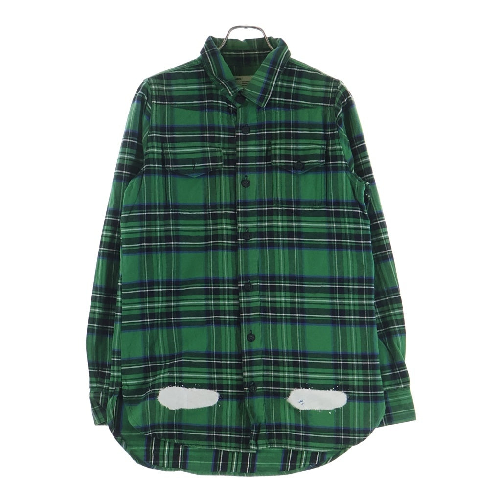 OFF-WHITE(オフホワイト) 17SS Check Flannel Shirt 長袖チェックシャツ ネルシャツ グリーン OMGE030F24FAB001