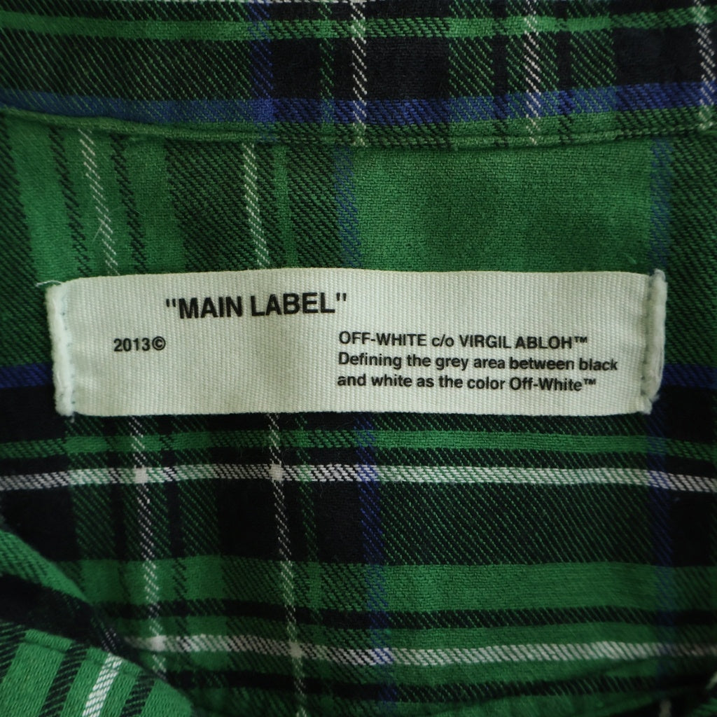 OFF-WHITE(オフホワイト) 17SS Check Flannel Shirt 長袖チェックシャツ ネルシャツ グリーン OMGE030F24FAB001