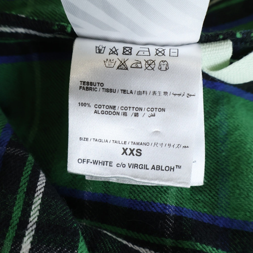 OFF-WHITE(オフホワイト) 17SS Check Flannel Shirt 長袖チェックシャツ ネルシャツ グリーン OMGE030F24FAB001