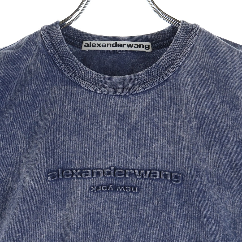 ALEXANDER WANG(アレキサンダーワン) Cropped T-Shirt フェード加工 エンボスロゴ クロップド半袖Tシャツ ネイビー レディース 1CC1241876