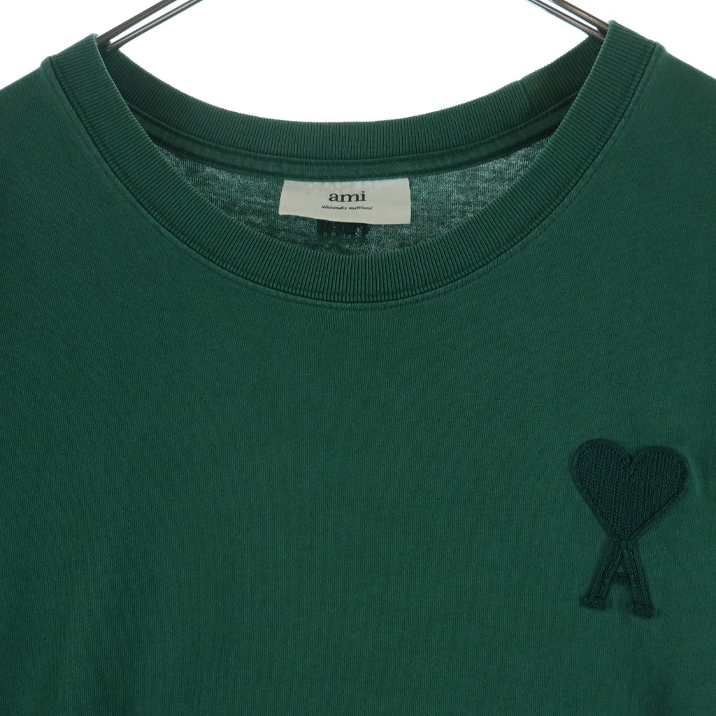 AMI Alexandre Mattiussi(アミアレクサンドルマテュッシ) S/S T-Shirt ハートロゴ刺繍 半袖Tシャツ グリーン A21HJ128.726