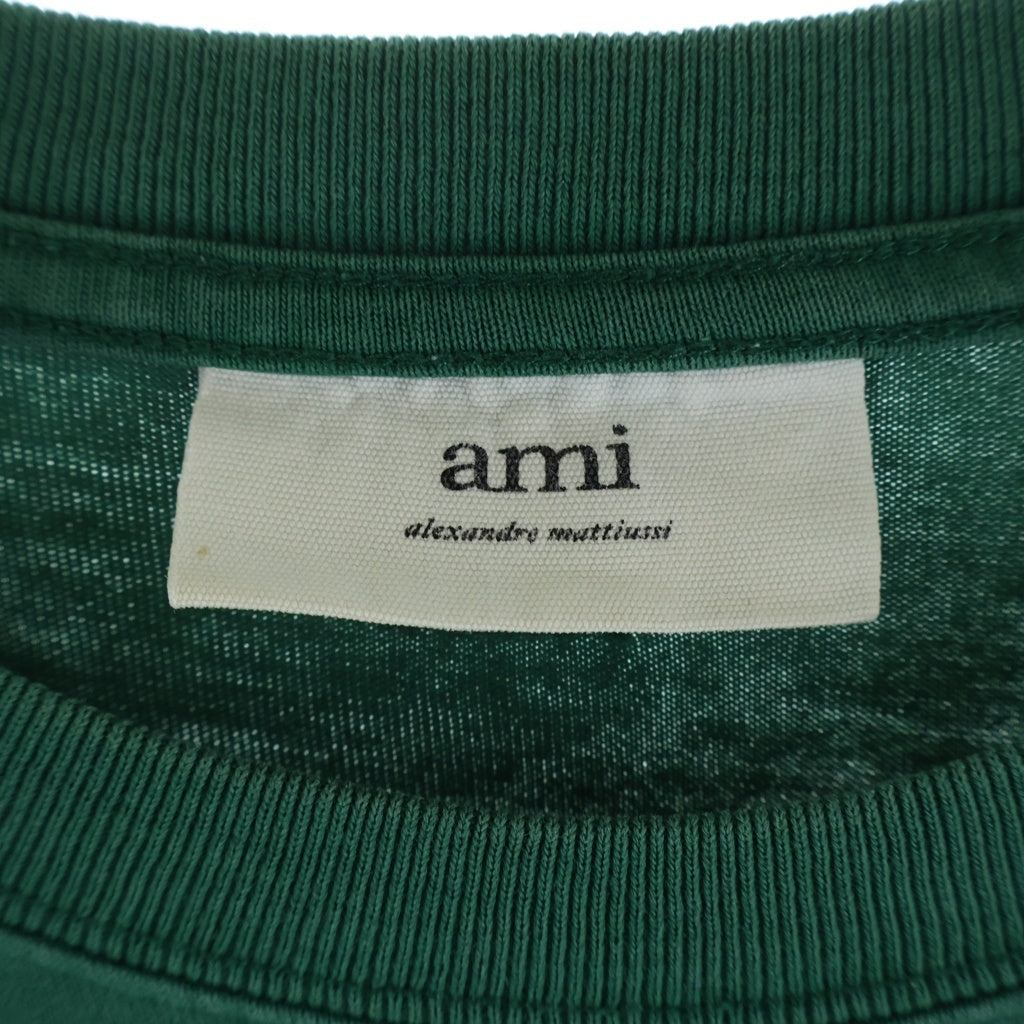 AMI Alexandre Mattiussi(アミアレクサンドルマテュッシ) S/S T-Shirt ハートロゴ刺繍 半袖Tシャツ グリーン A21HJ128.726