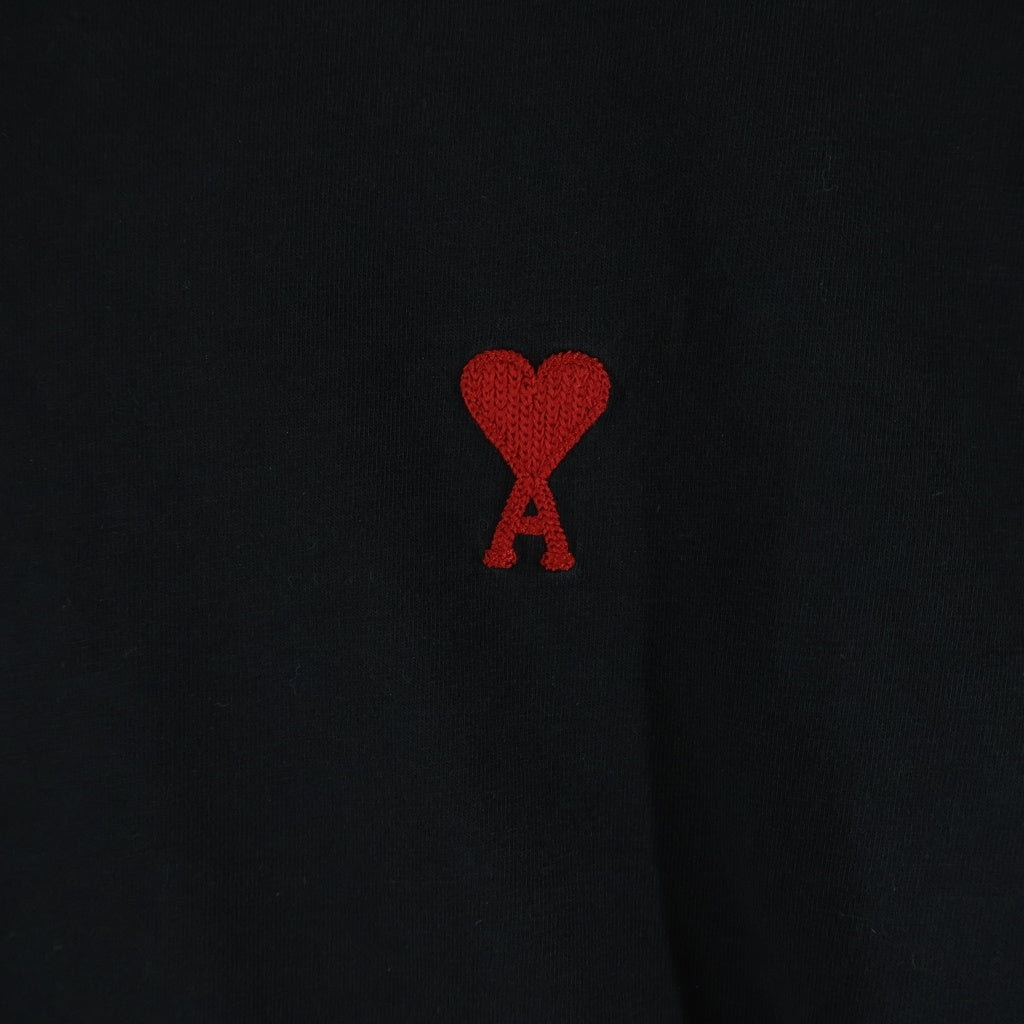 AMI Alexandre Mattiussi(アミアレクサンドルマテュッシ) S/S T-Shirt ハートロゴ刺繍 半袖Tシャツ ブラック BFFJ109.723