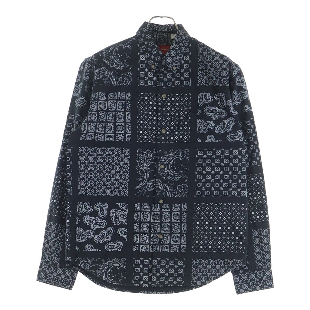 SUPREME(シュプリーム) 20SS Paisley Grid Shirt ペイズリー 長袖シャツ ブラック
