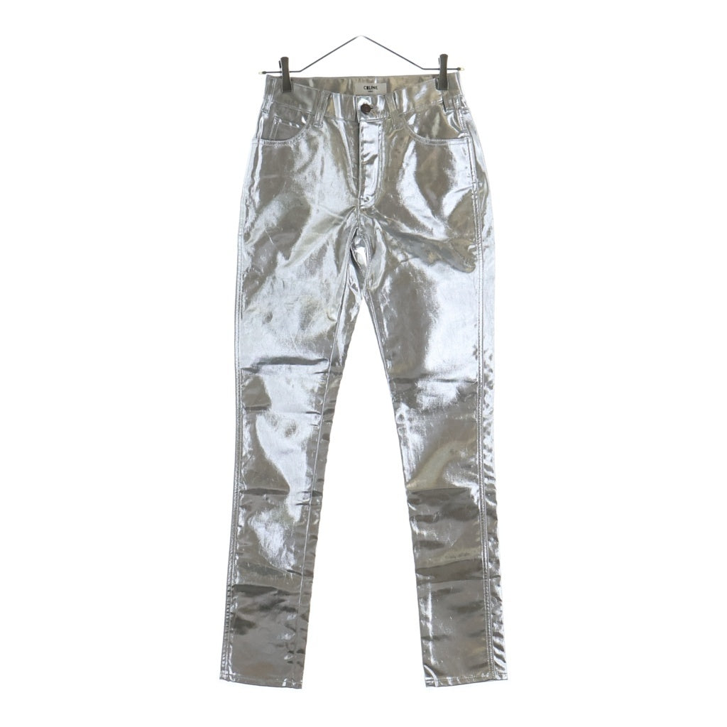 CELINE(セリーヌ) Metallic Silver Stretch Pants エディ期 メタリックストレッチパンツ シルバー レディース 2NO12359E