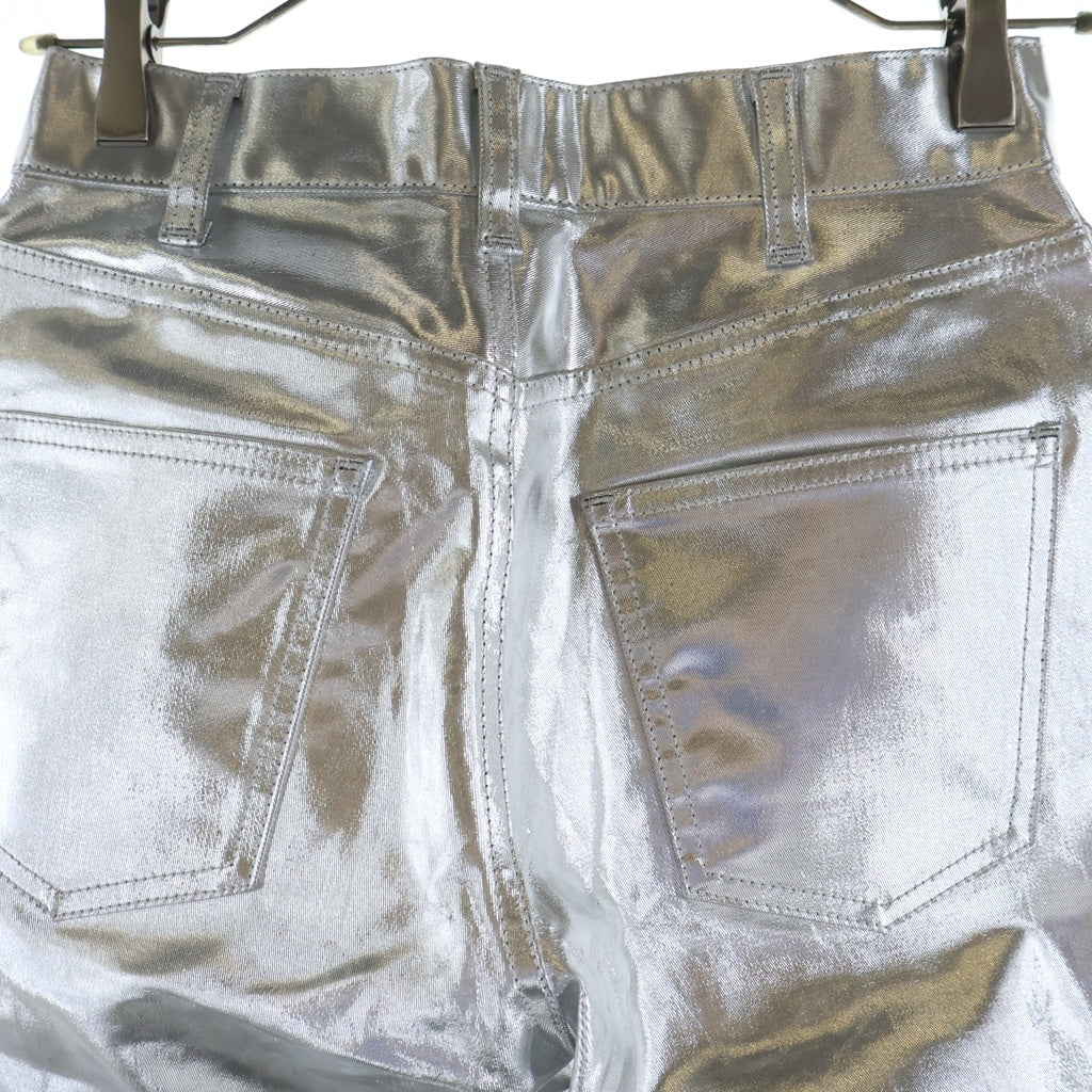 CELINE(セリーヌ) Metallic Silver Stretch Pants エディ期 メタリックストレッチパンツ シルバー レディース 2NO12359E