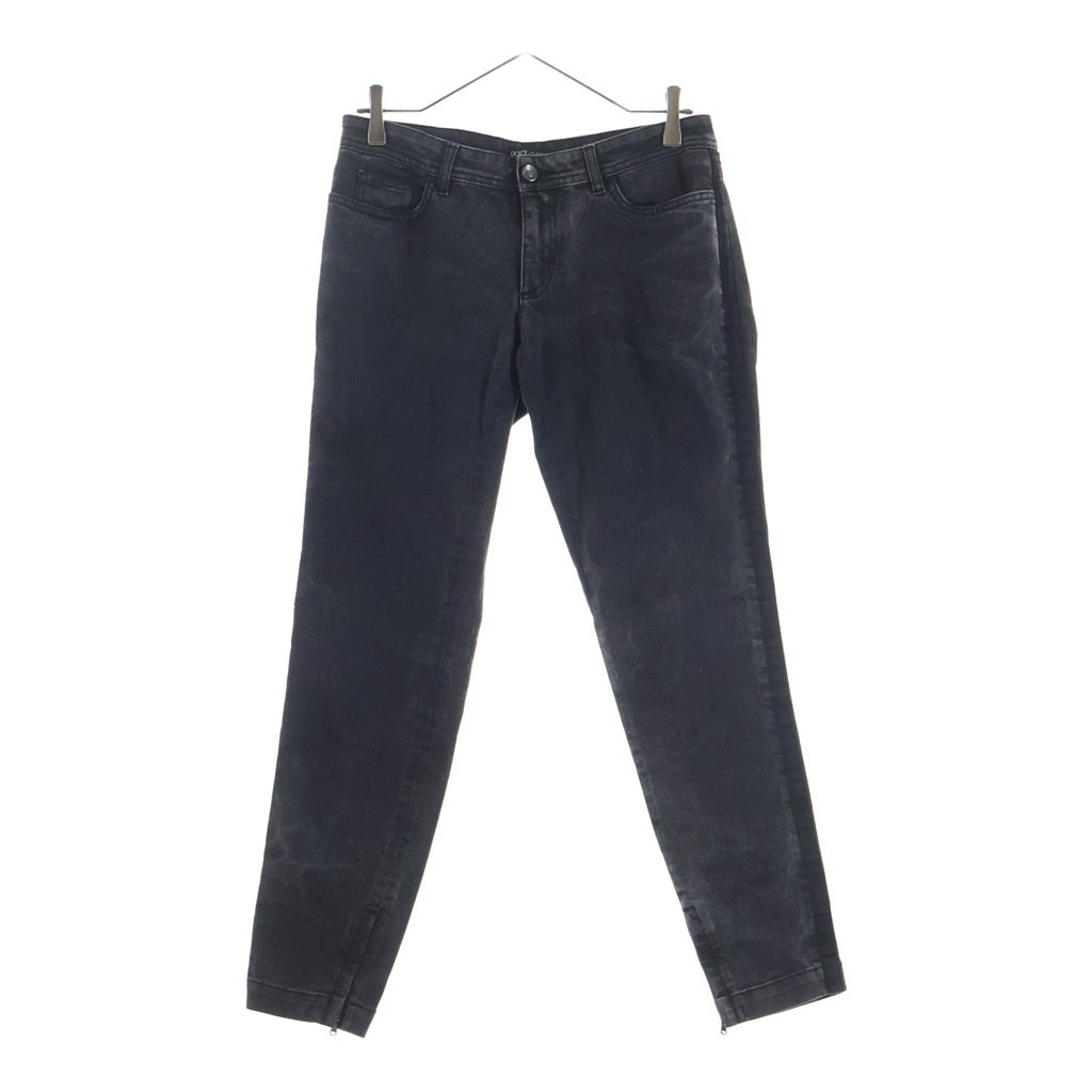 DOLCE & GABBANA(ドルチェアンドガッバーナ) Denim Pants 裾ジップ ロゴプレート デニムパンツ グレー