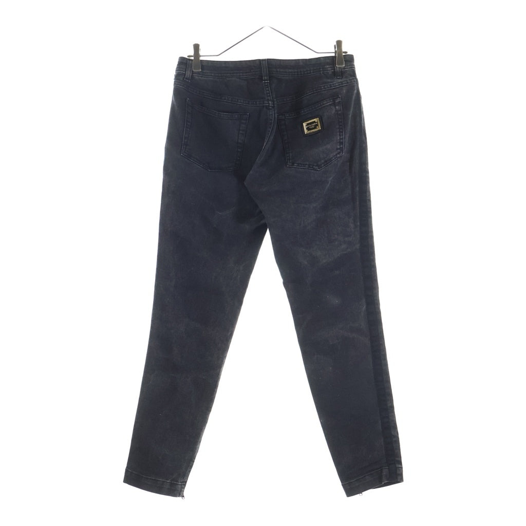 DOLCE & GABBANA(ドルチェアンドガッバーナ) Denim Pants 裾ジップ ロゴプレート デニムパンツ グレー