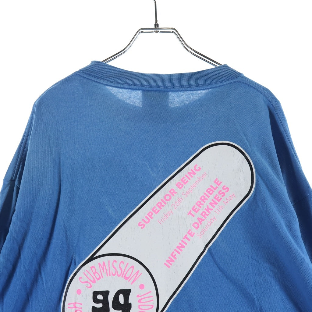 SAINT MICHAEL(セントマイケル) 25AW LS TEE IMMACULATE SM-HR1-0000-038 ヴィンテージ加工 両面プリントクルーネック半袖Tシャツ カットソー ブルー