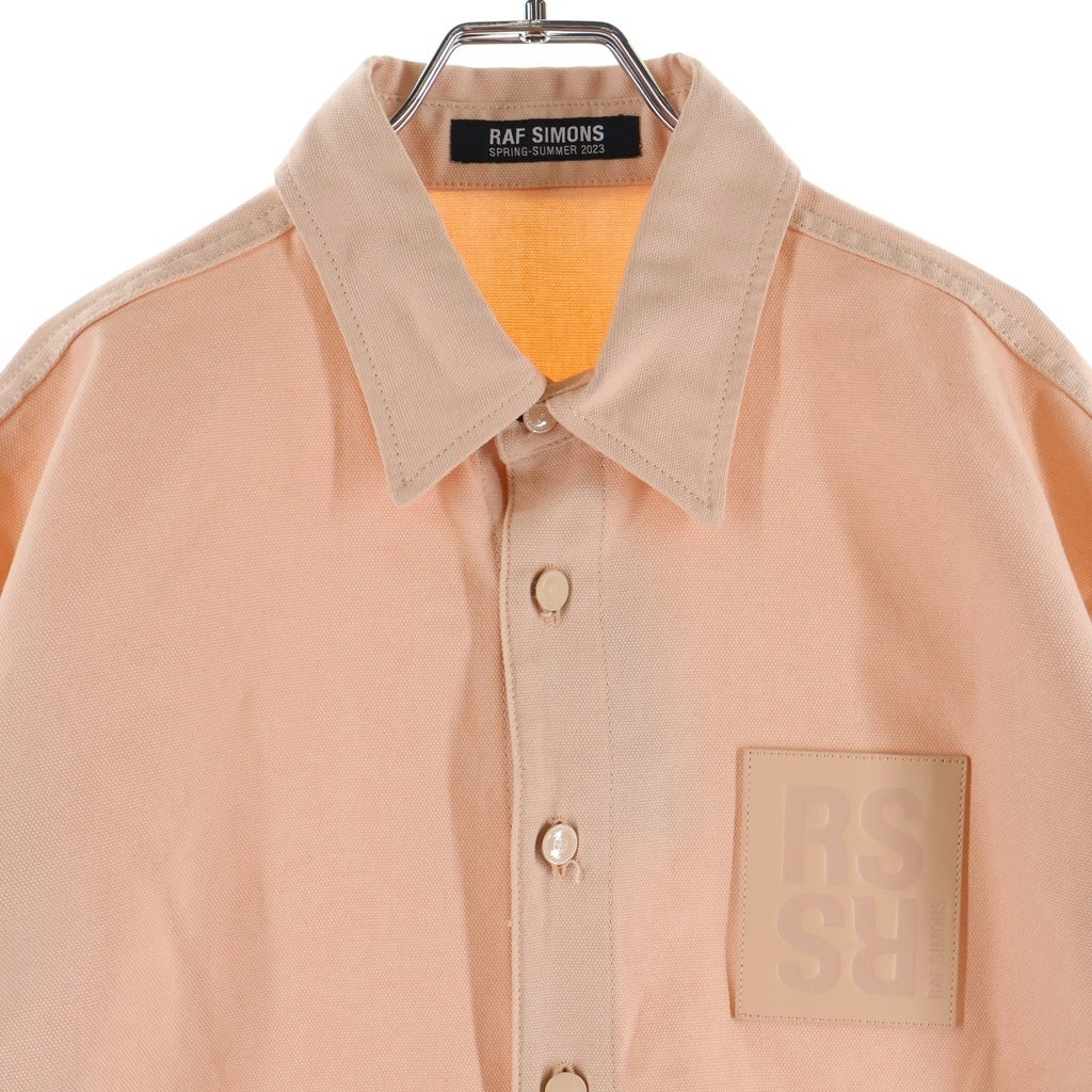 RAF SIMONS(ラフシモンズ) 23SS Straight Fit Denim Shirt 231-M242 ロゴパッチ ストレートフィット デニム長袖シャツ ピンク