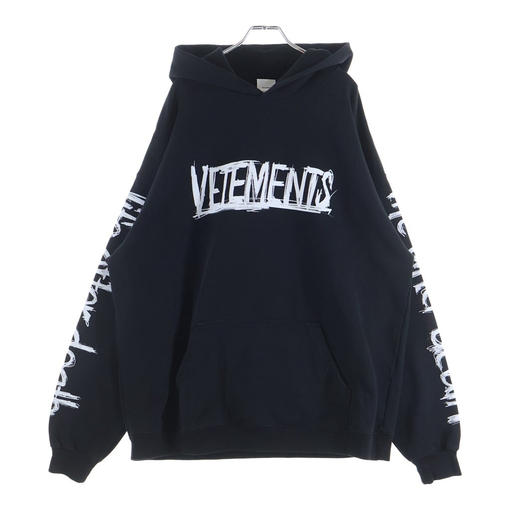VETEMENTS(ヴェトモン) 21AW WORLD TOUR LOGO HOODIE ワールドツアーロゴフーディ バックプリントスウェットプルオーバーパーカー ブラック UA52TR910W