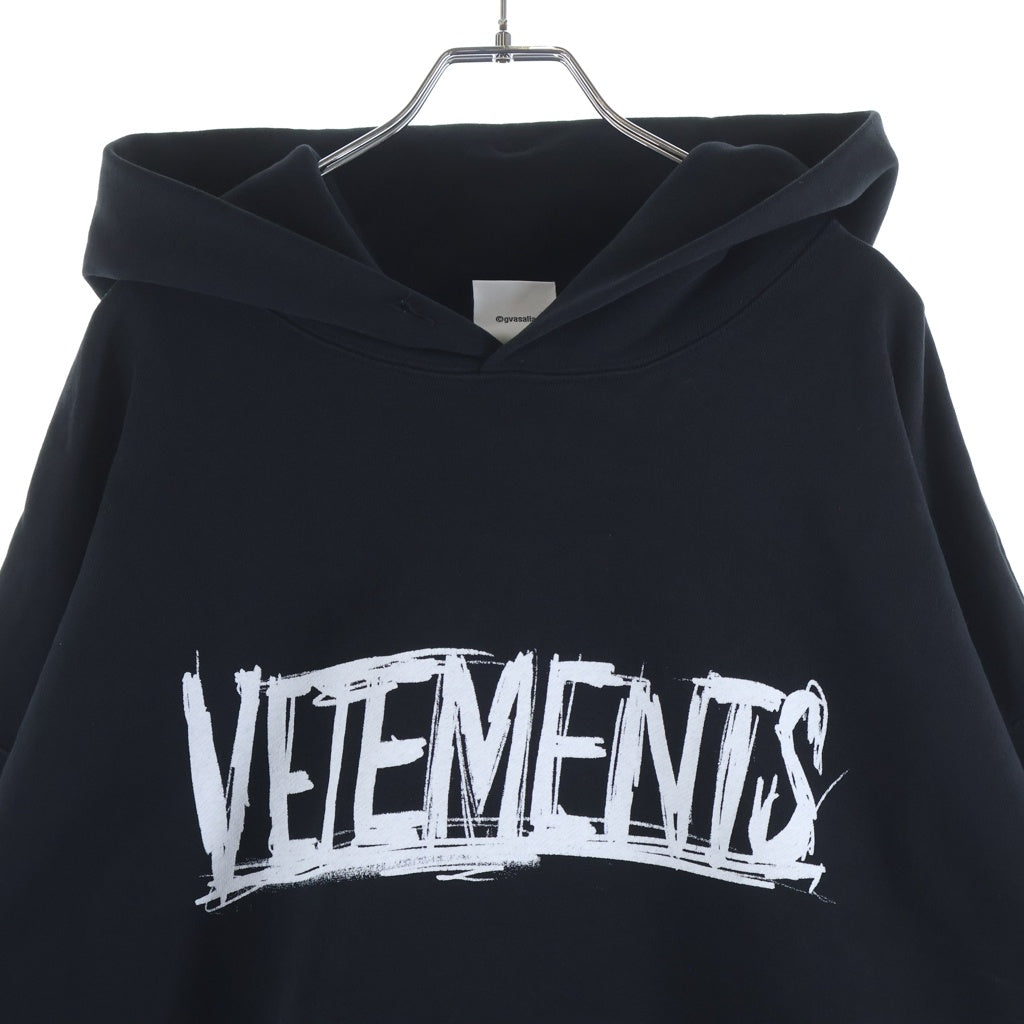 VETEMENTS(ヴェトモン) 21AW WORLD TOUR LOGO HOODIE ワールドツアーロゴフーディ バックプリントスウェットプルオーバーパーカー ブラック UA52TR910W