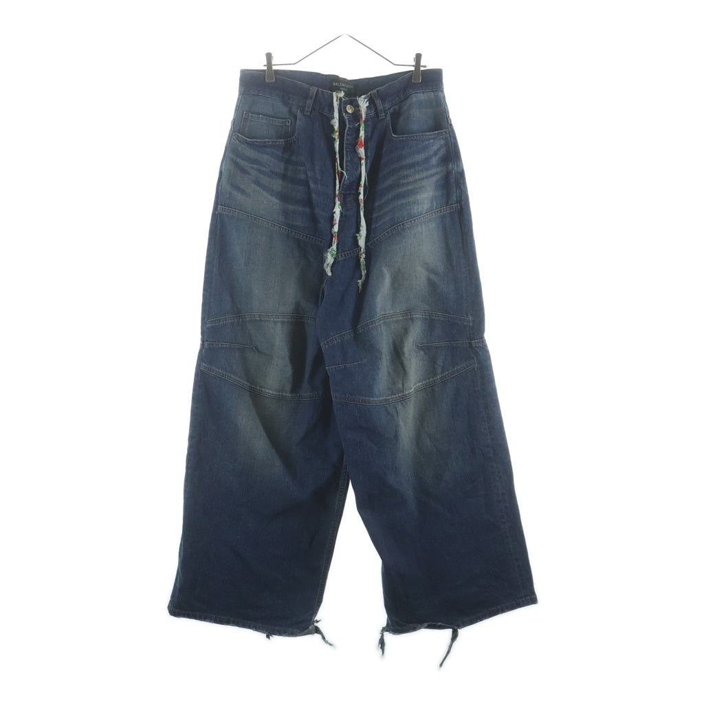BALENCIAGA(バレンシアガ) George V BAGGY PANTS 814161 TRW62 総柄ドローコード バギーデニムワイドパンツ インディゴ