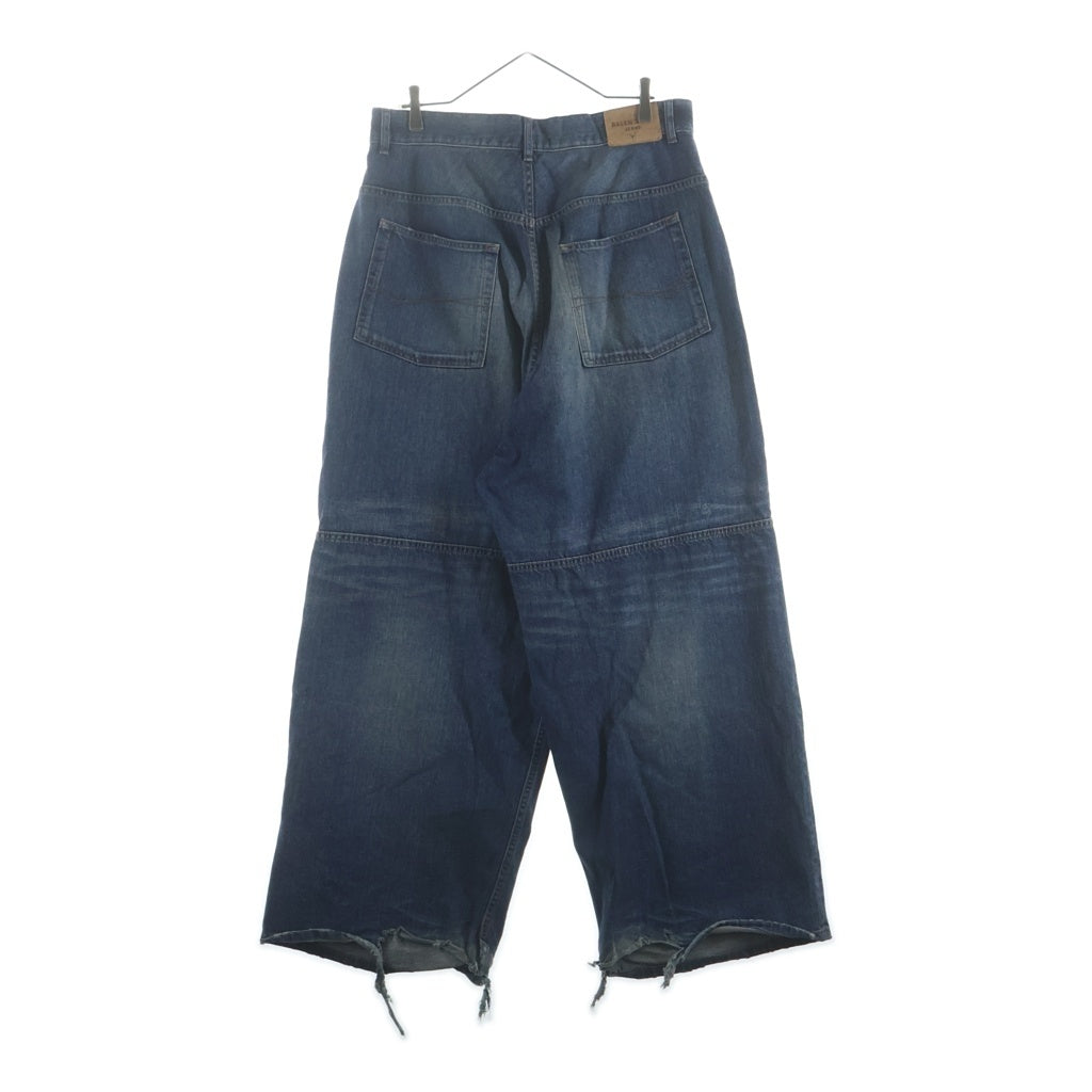 BALENCIAGA(バレンシアガ) George V BAGGY PANTS 814161 TRW62 総柄ドローコード バギーデニムワイドパンツ インディゴ