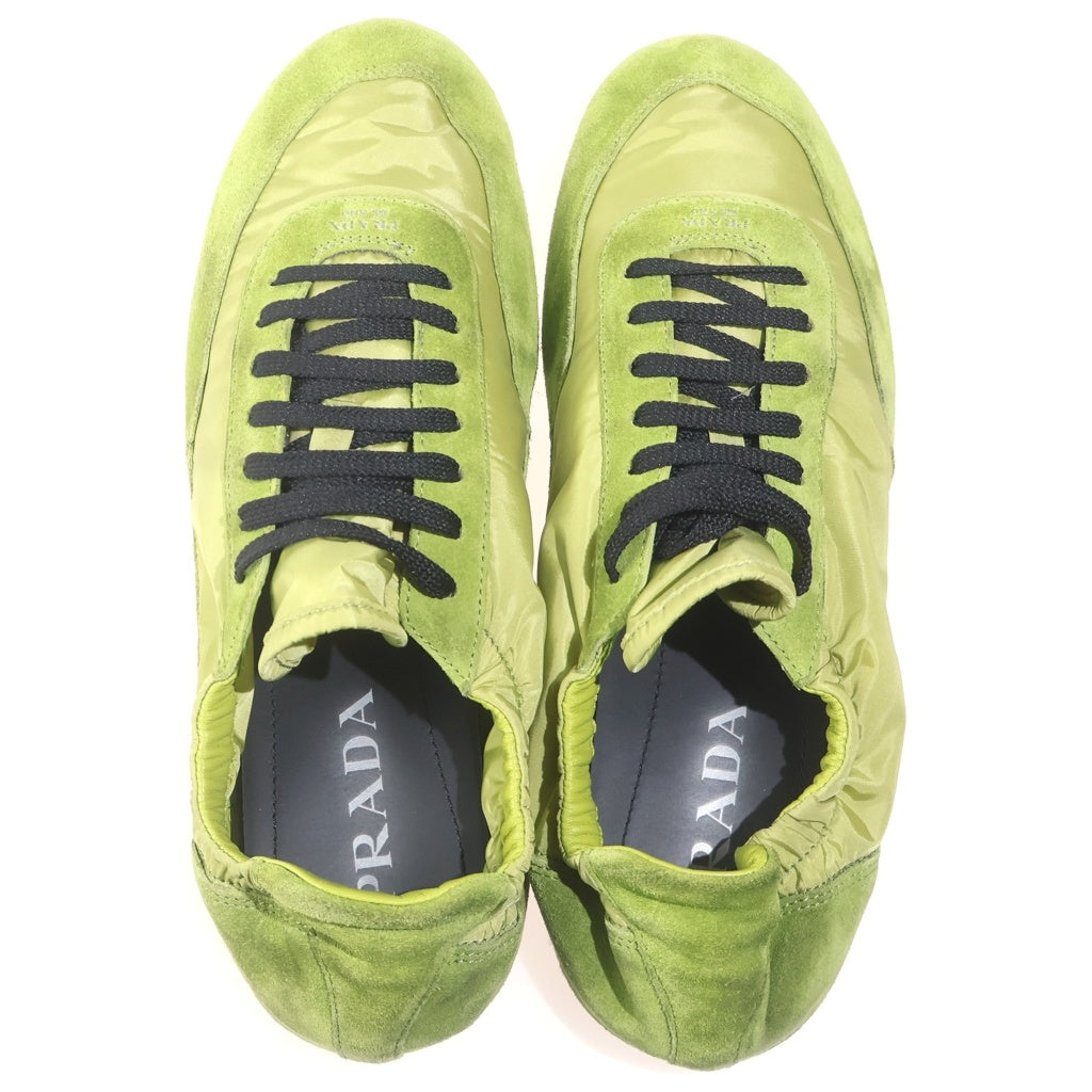 PRADA(プラダ) Collapse Re-Nylon and Suede Elasticized Sneakers コラパス スエード エラスティック スニーカー グリーン