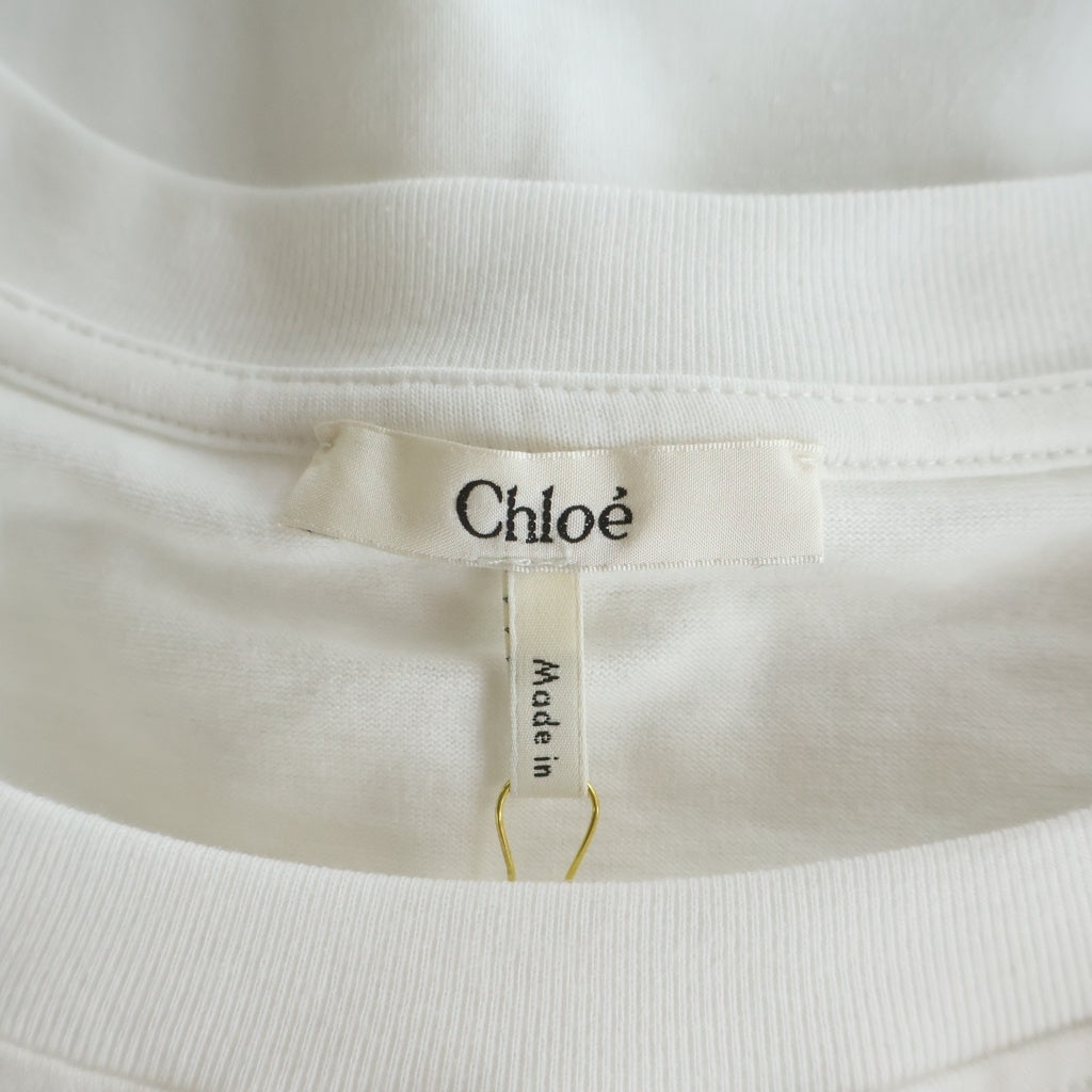 Chloe(クロエ) ロゴプリント コットン半袖カットソー Tシャツ CH24AJH09183101S ホワイト レディース