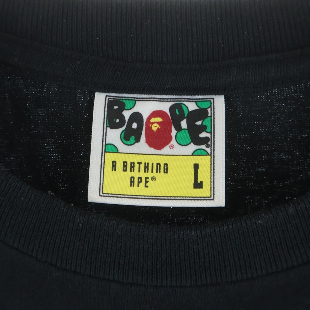 A BATHING APE(アベイシングエイプ) ABC CAMO カモ柄 フロントプリント クルーネック コットン半袖Tシャツ カットソー ブラック 001TEL801010M