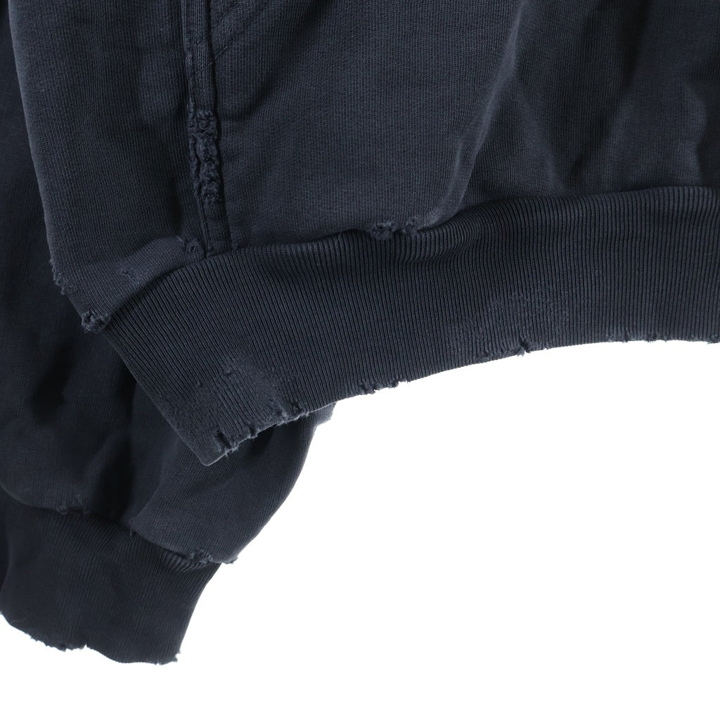 BALENCIAGA(バレンシアガ) 24AW Paris Hoodie パリ リバティー ダメージ加工 プルオーバースウェットパーカー フーディー ブラック 739024 TQVS1 739024 TQVS1