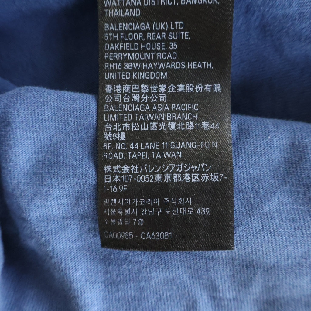 BALENCIAGA(バレンシアガ) 24SS Paris T-Shirt パリ リバティー ダメージ加工 半袖Tシャツ ネイビー 739024 TQVS1 739028 TQVO1