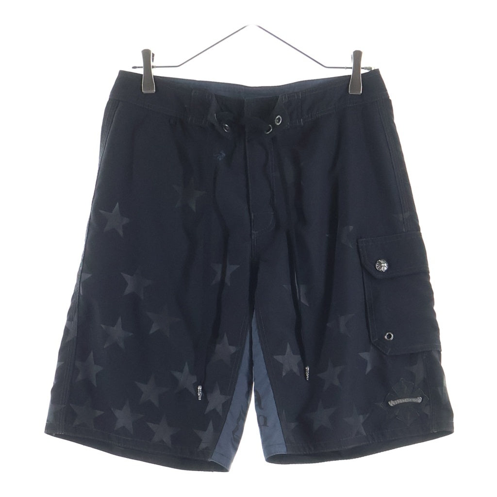 CHROME HEARTS(クロムハーツ) STAR SHORTS CHプラス レザーパッチ スタープリント ショーツ ハーフパンツ ショーツ ブラック
