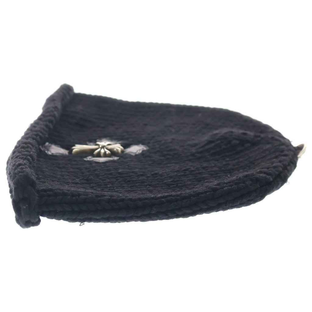 CHROME HEARTS(クロムハーツ) BEANIE CROSS PATCH スモールCHクロス クロスパッチ付き ビーニー ニット帽 ブラック