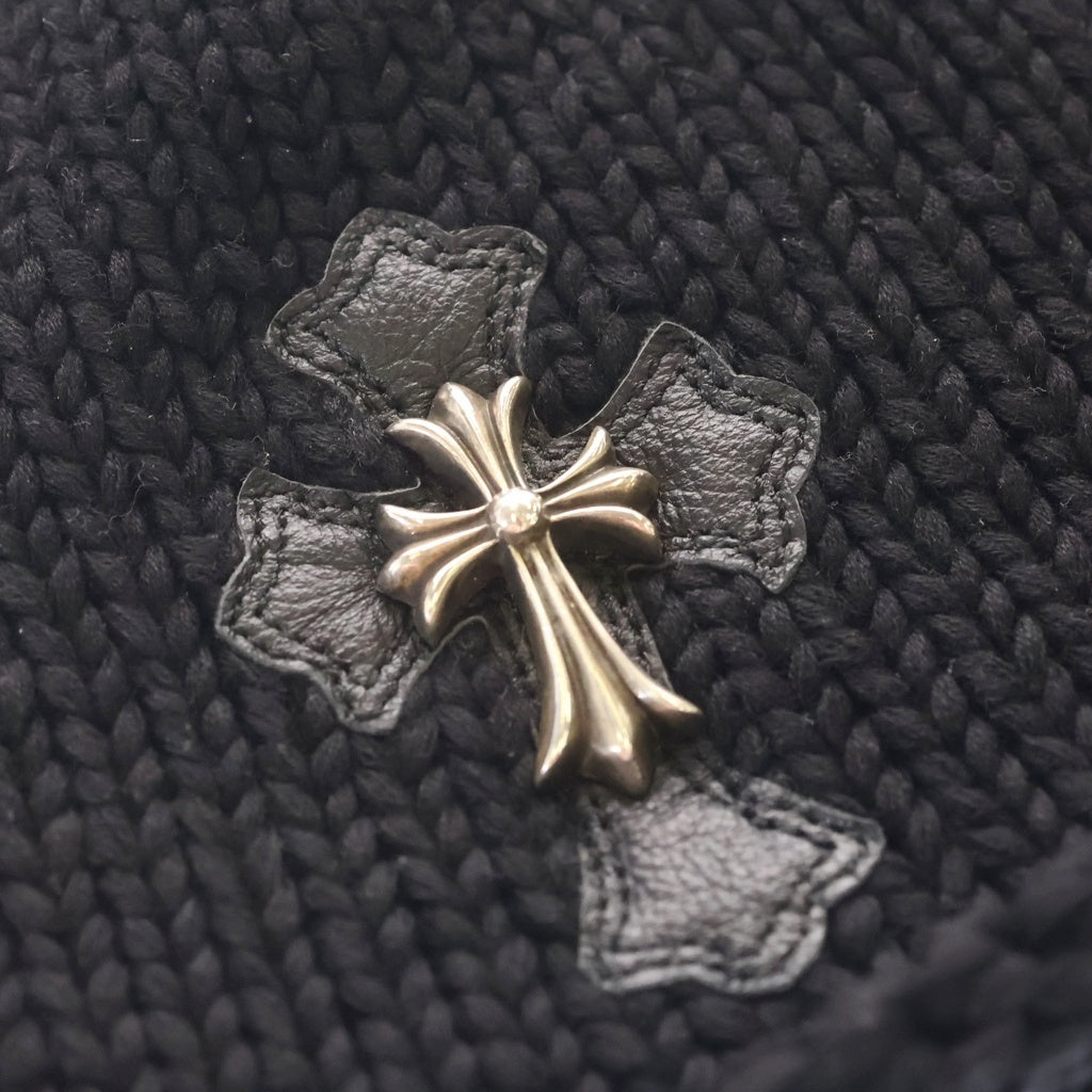 CHROME HEARTS(クロムハーツ) BEANIE CROSS PATCH スモールCHクロス クロスパッチ付き ビーニー ニット帽 ブラック