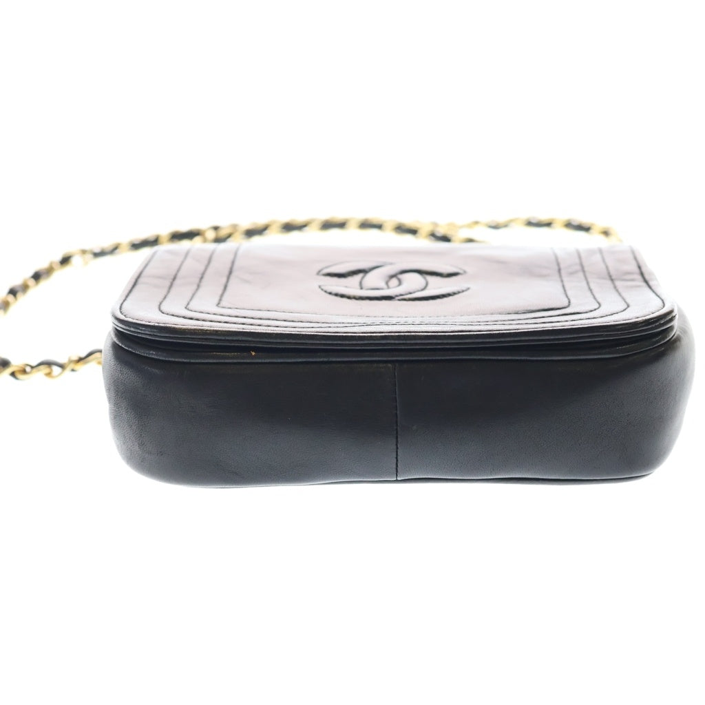 CHANEL(シャネル) ココマーク ラムスキン プッシュロック チェーンショルダーバッグ ブラック レディース