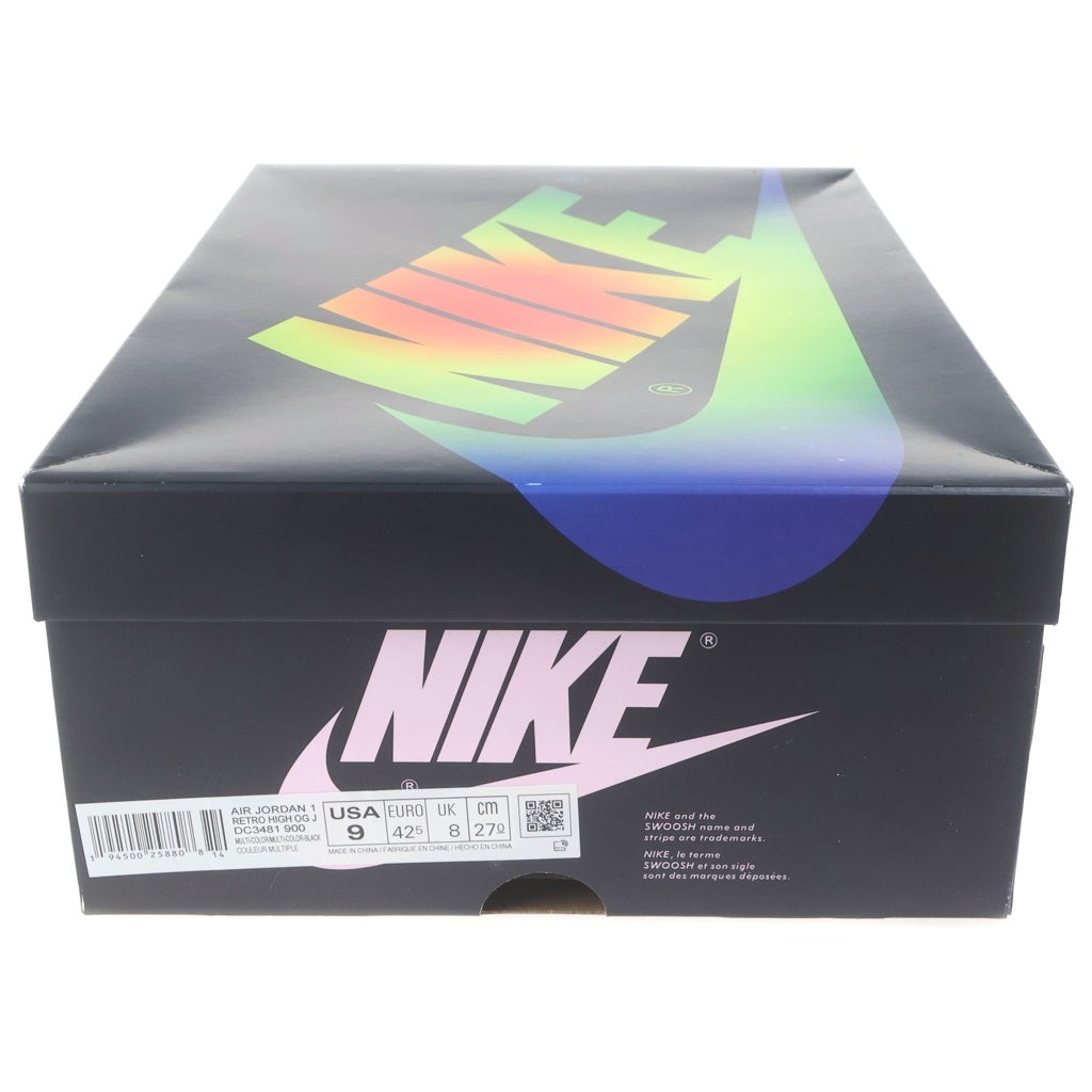 NIKE(ナイキ) ×J Balvin AIR JORDAN1 HIGH OG J バルヴィン レインボー エアジョーダン1 ハイカットスニーカー マルチ US9/27cm DC3481-900