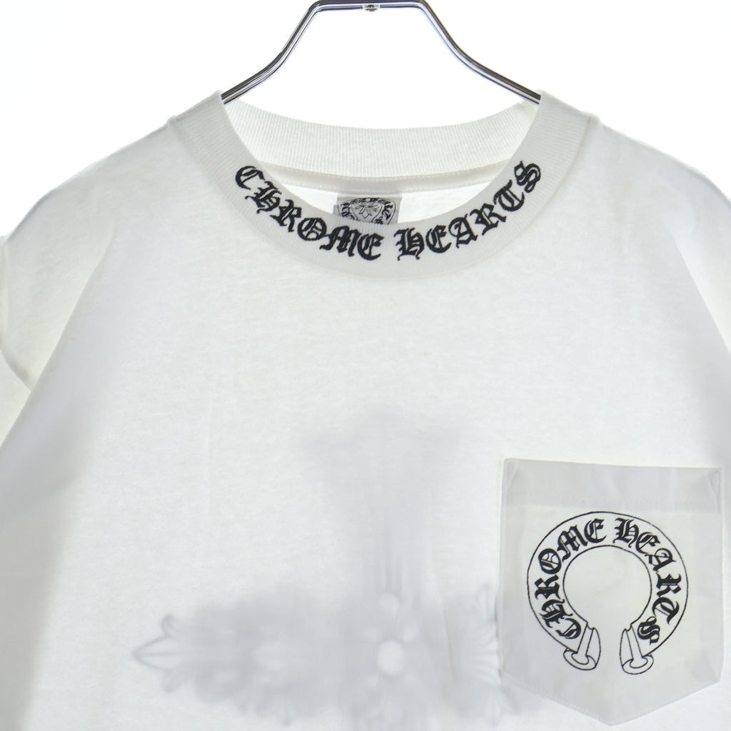 CHROME HEARTS(クロムハーツ) OLD FLORAL T-SHIRT オールド バックフローラルクロス ネックロゴ半袖Tシャツ ホワイト
