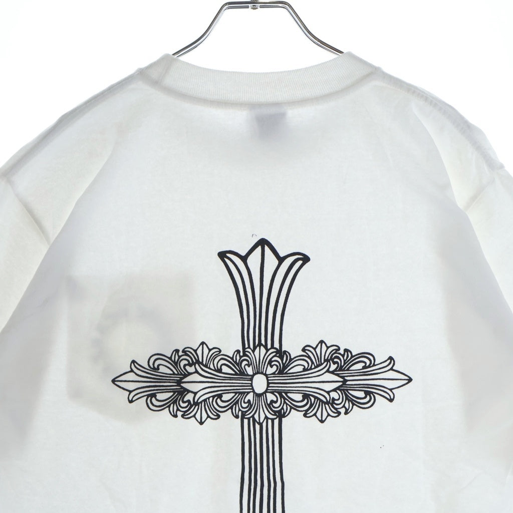 CHROME HEARTS(クロムハーツ) OLD FLORAL T-SHIRT オールド バックフローラルクロス ネックロゴ半袖Tシャツ ホワイト
