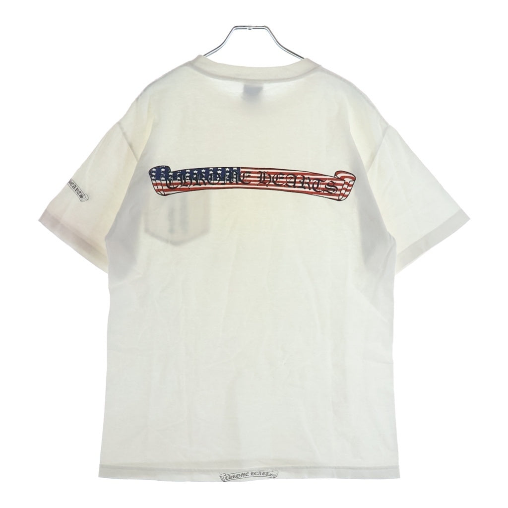 CHROME HEARTS(クロムハーツ) OLD AMERICAN FLAG T-SHIRT オールド アメリカンフラッグ バックスクロールプリント 半袖Tシャツ ホワイト