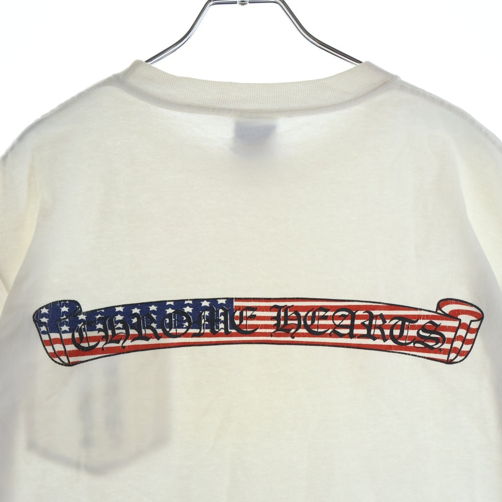 CHROME HEARTS(クロムハーツ) OLD AMERICAN FLAG T-SHIRT オールド アメリカンフラッグ バックスクロールプリント 半袖Tシャツ ホワイト