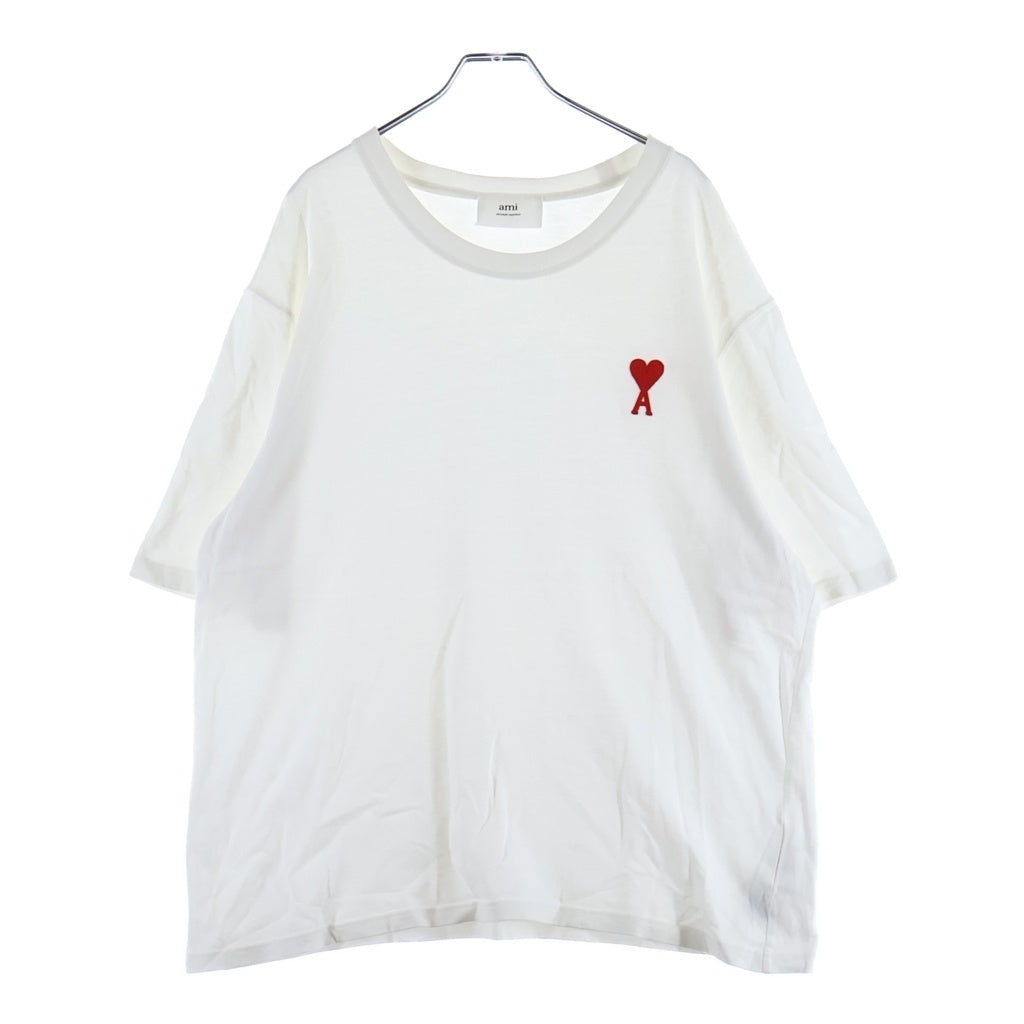 AMI Alexandre Mattiussi(アミアレクサンドルマテュッシ) T-Shirt ハートロゴ刺繍 半袖Tシャツ ホワイト UTS004.726