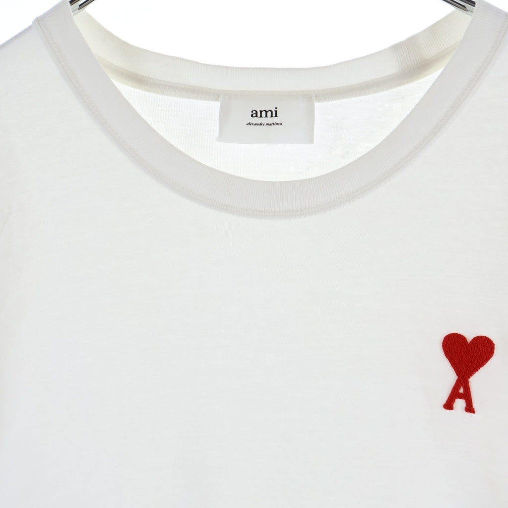 AMI Alexandre Mattiussi(アミアレクサンドルマテュッシ) T-Shirt ハートロゴ刺繍 半袖Tシャツ ホワイト UTS004.726