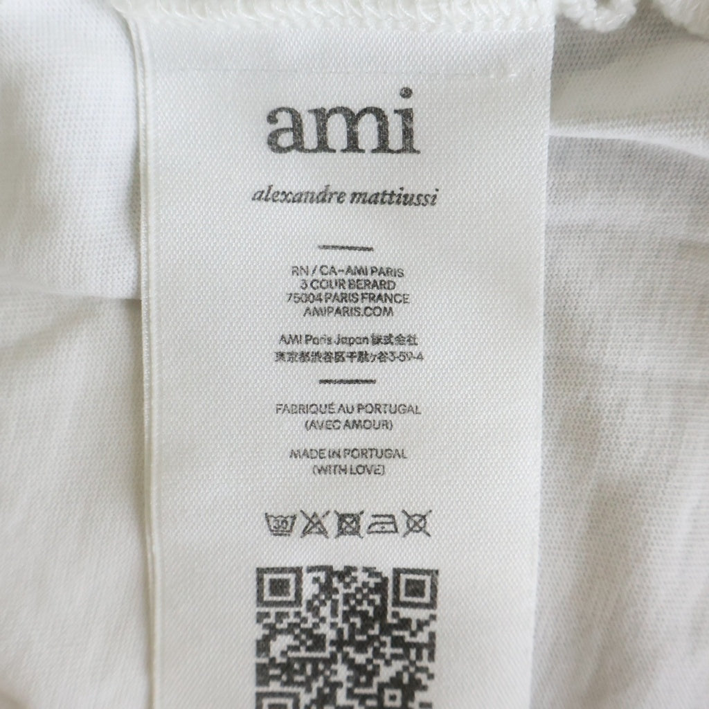 AMI Alexandre Mattiussi(アミアレクサンドルマテュッシ) T-Shirt ハートロゴ刺繍 半袖Tシャツ ホワイト UTS004.726