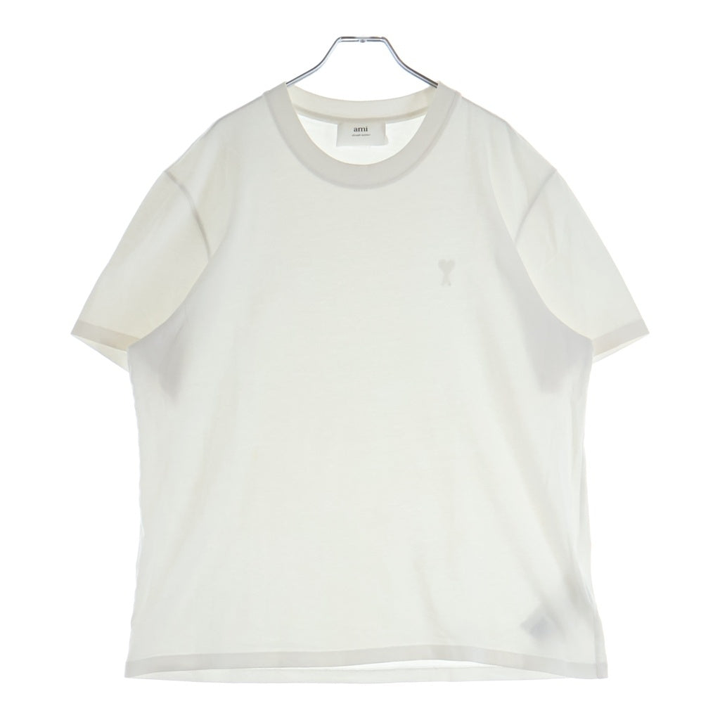 AMI Alexandre Mattiussi(アミアレクサンドルマテュッシ) T-Shirt ハートロゴ刺繍 半袖Tシャツ ホワイト UTS022.726