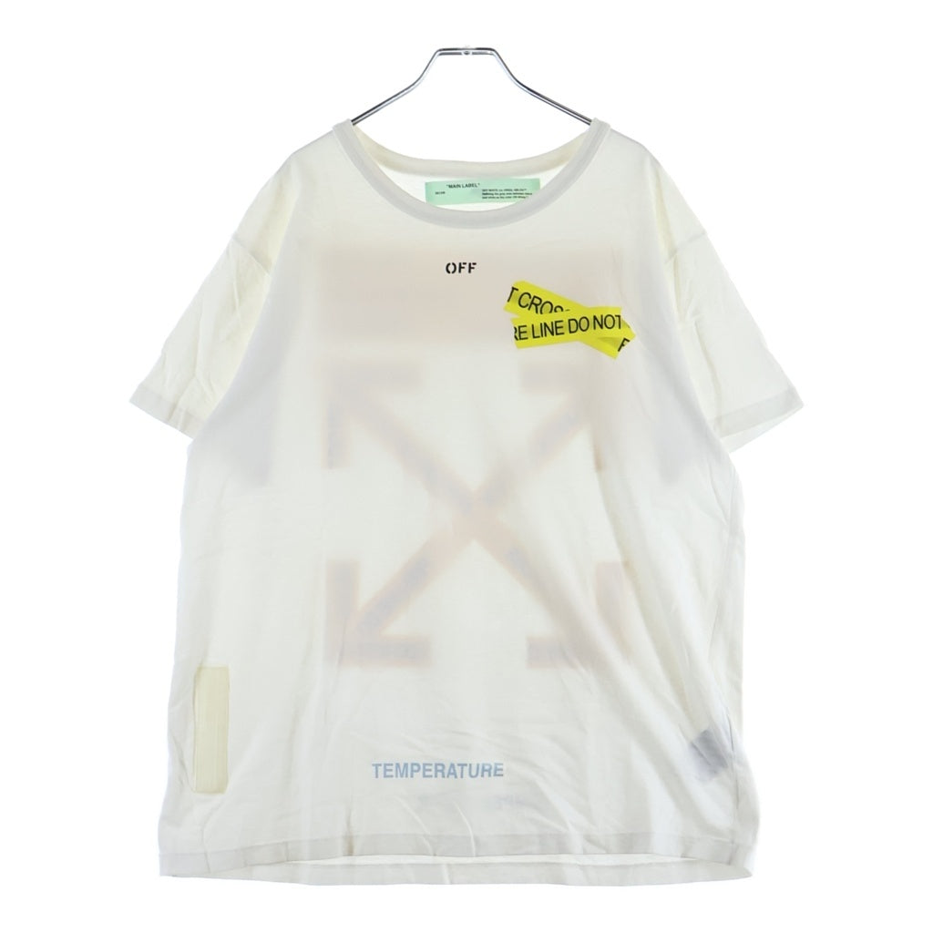 OFF-WHITE(オフホワイト) 18SS Fire Tape T-Shirt テープロゴ 半袖Tシャツ ホワイト OMAA002S18185006
