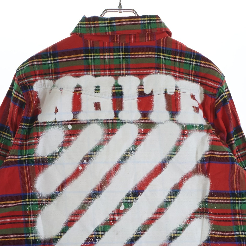 OFF-WHITE(オフホワイト) 17SS Spray Flannel Check Shirt スプレーロゴ 長袖チェックシャツ レッド