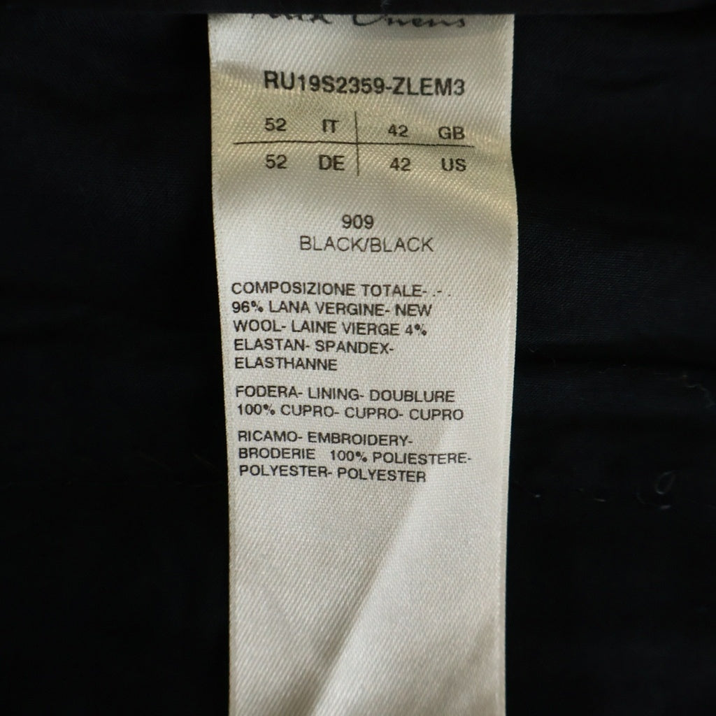 Rick Owens(リックオウエンス) 19SS Cropped Astaires 刺繍デザイン クロップドパンツ ブラック RU19S2359-ZLEM3