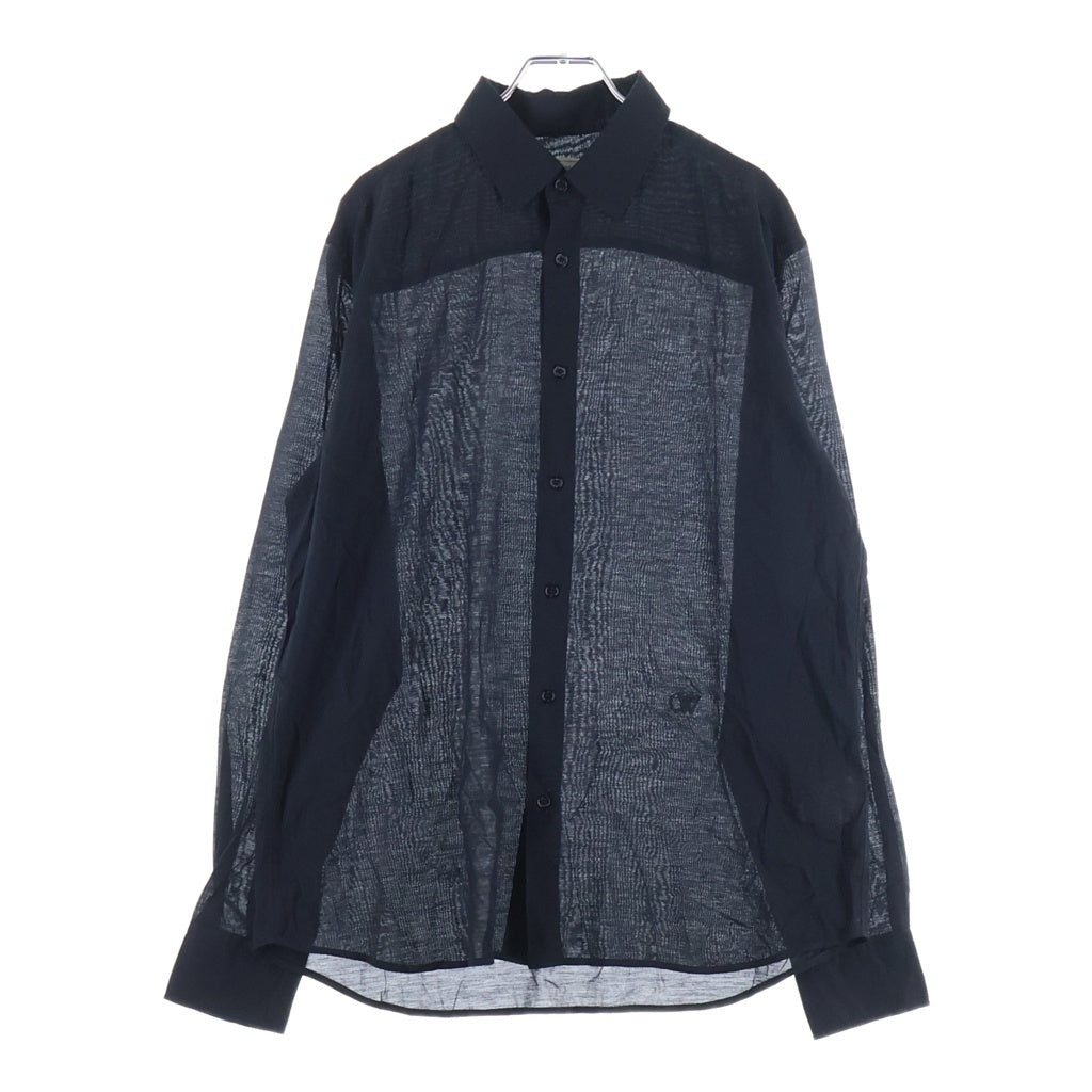 OFF-WHITE(オフホワイト) 23AW Ow Emb Silkjer Round Shirt 長袖シャツ ブラック OMGE024F23FAB0031010