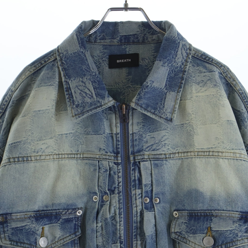 BREATH(ブレス) BLOCK CHECK DENIM JACKET ブロック チェック デニムジャケット ジップアップジャケット インディゴ BR26SS-00009
