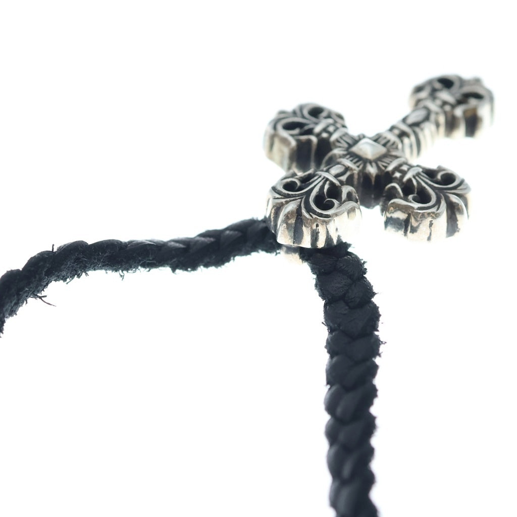 CHROME HEARTS(クロムハーツ) FILIG CROSS-XSM LB フィリグリー クロス レザーブレイド ネックレス シルバー -