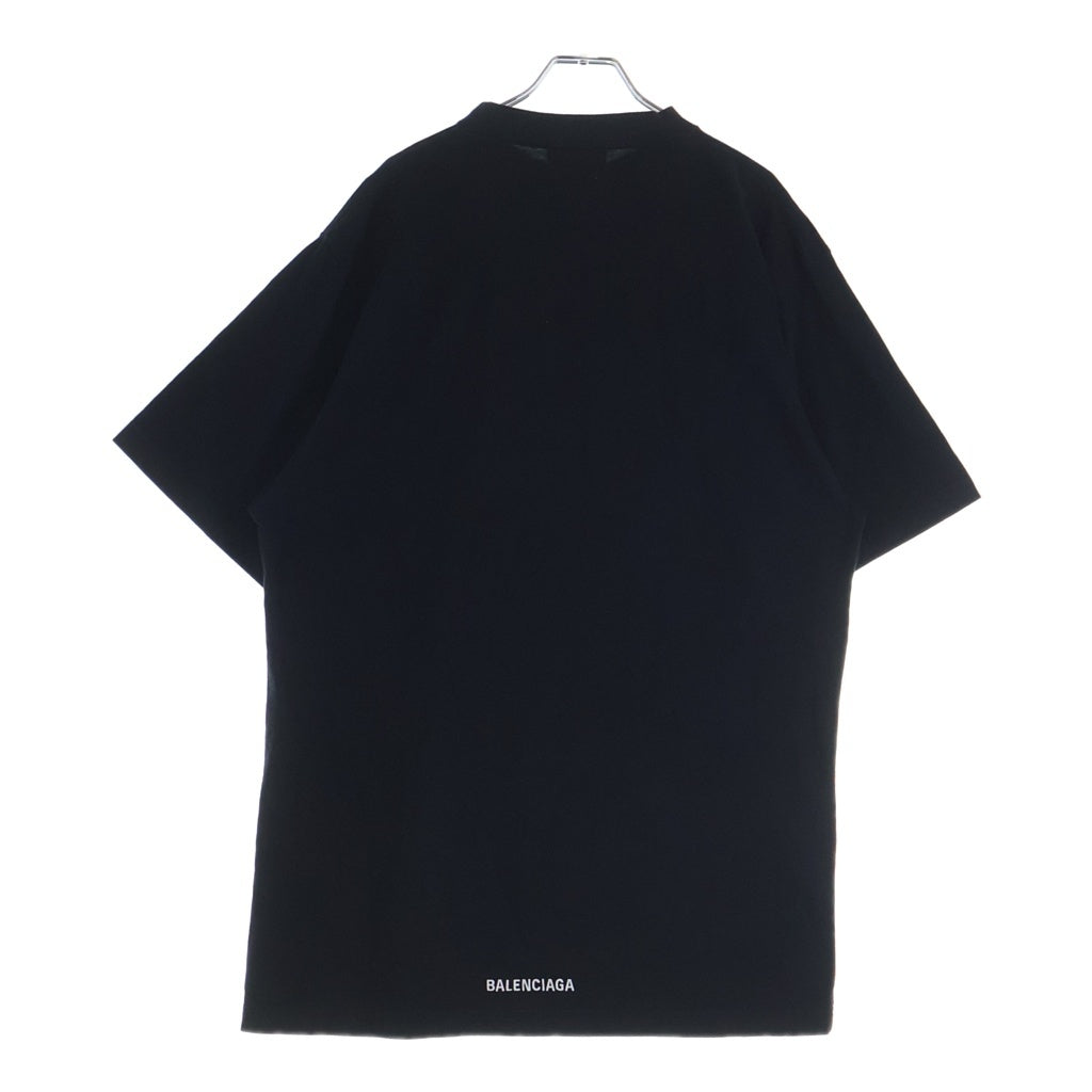 BALENCIAGA(バレンシアガ) ロゴエンブロイダリー クルーネックコットン 半袖Tシャツ カットソー ブラック 681045 TLVH9