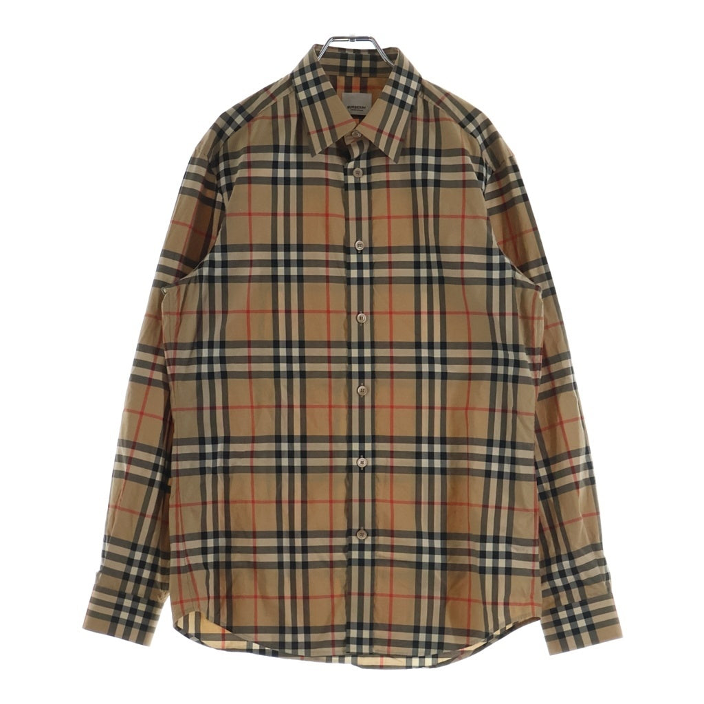 BURBERRY(バーバリー) ノバチェック柄 レギュラーカラー コットン 長袖シャツ ブラウン THTHAGAR129SAM