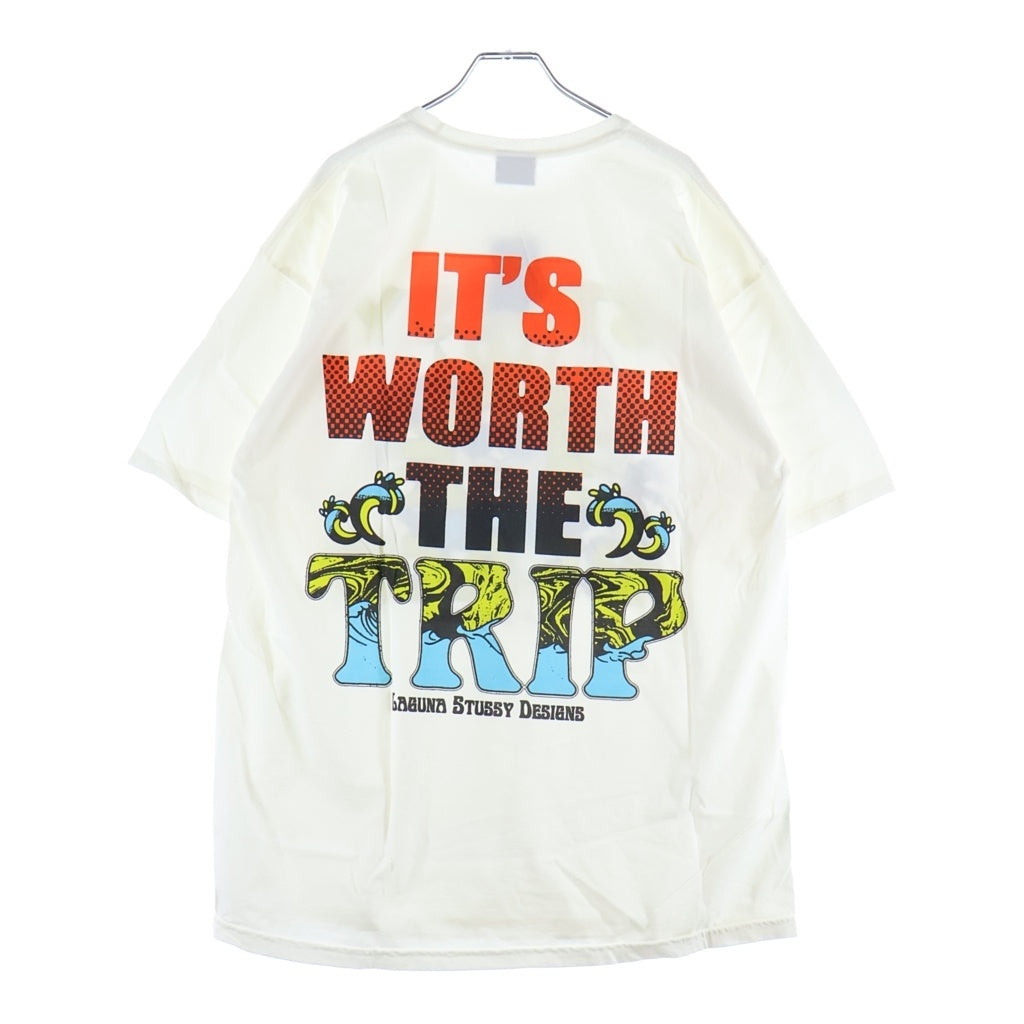 STUSSY(ステューシー) BEACH CALIFORNIA TEE ビーチカルフォルニア グラフィックプリント 半袖カットソー Tシャツ ホワイト
