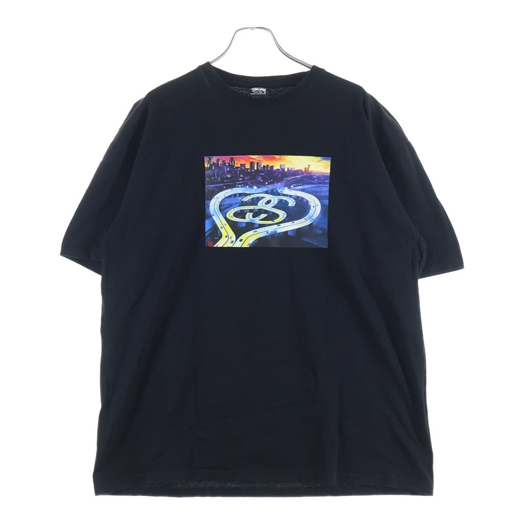 STUSSY(ステューシー) HIGHWAY TEE ハイウェイ グラフィックプリント 半袖カットソー Tシャツ ブラック