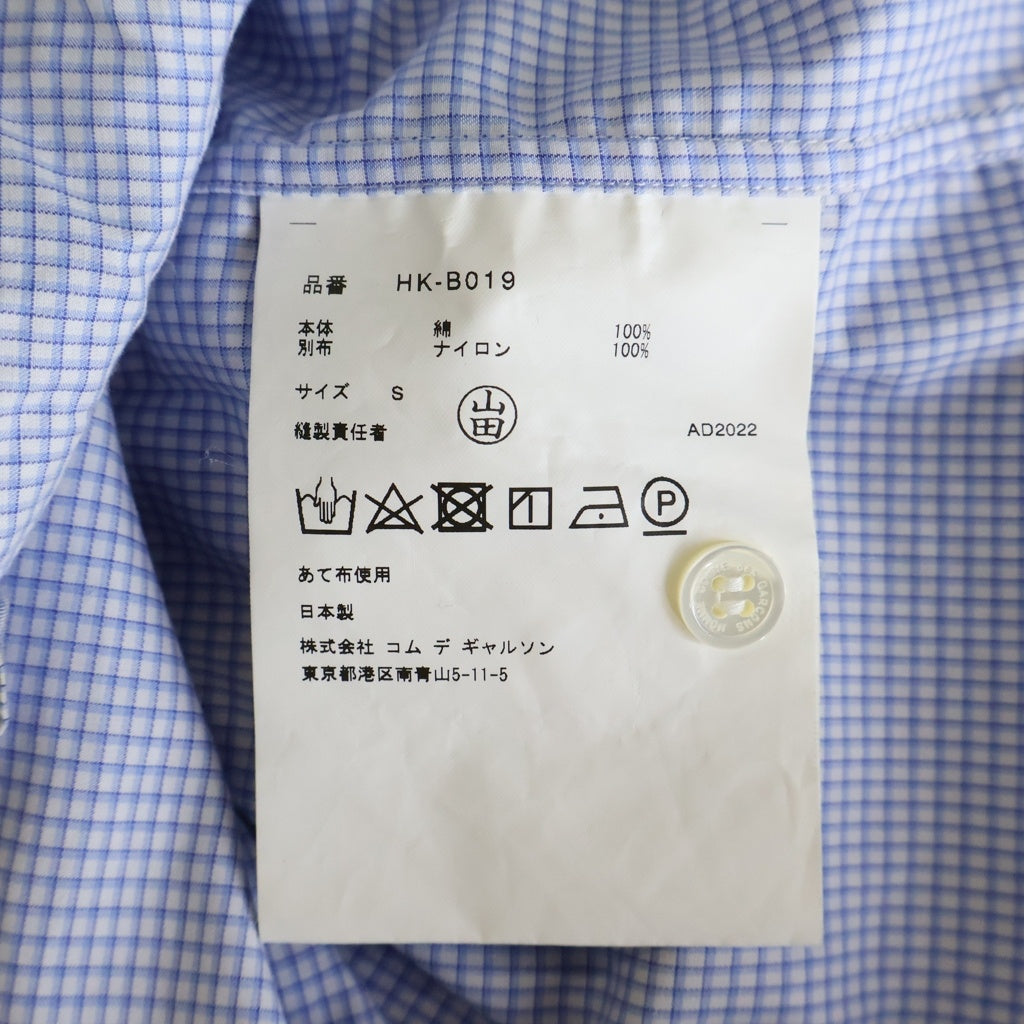 COMME des GARCONS HOMME(コムデギャルソンオム) 23SS COTTON CHECK PIPING SHIRT HK-B019 コットン ギンガムチェック 半袖シャツ ブルー
