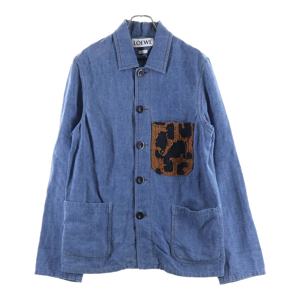 LOEWE(ロエベ) アナグラムレザーポケット デニムシャツジャケット H2268160PA インディゴブルー