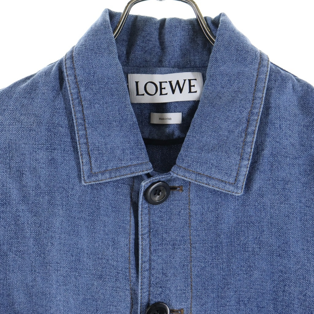 LOEWE(ロエベ) アナグラムレザーポケット デニムシャツジャケット H2268160PA インディゴブルー